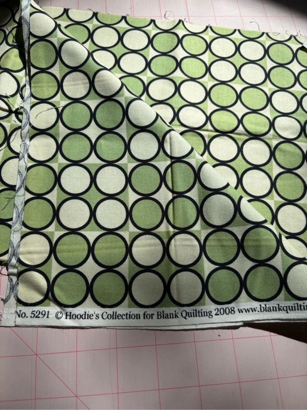 Blank Quilting No. 5291 Green & Black Geometric Fabric - “Hoodies” 1/2 Yard